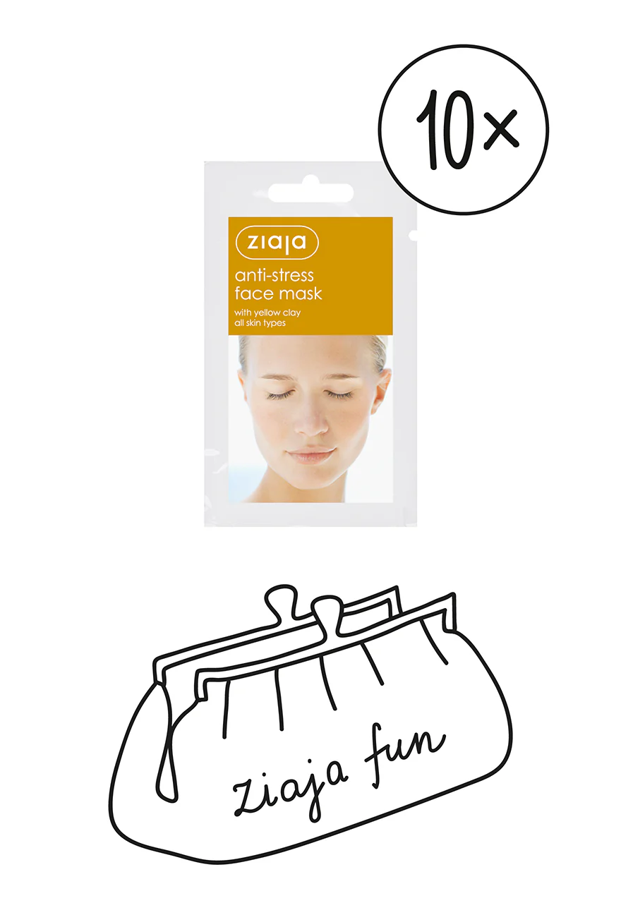 10 x Ziaja Anti-Stress Face Mask With Yellow Clay/Sachet 7ml