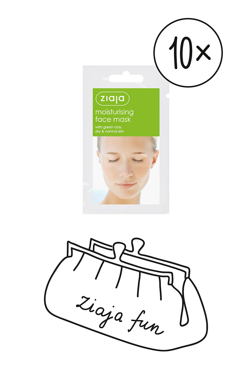10 X Ziaja Moisturising Face Mask With Green Clay/Sachet 7ml