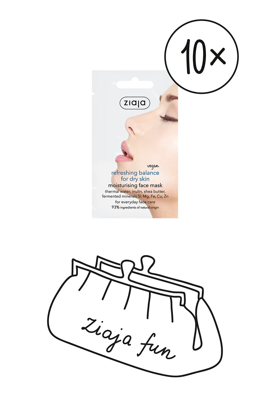 10x Ziaja Refreshing Balance Face Mask For Dry Skin 7ml