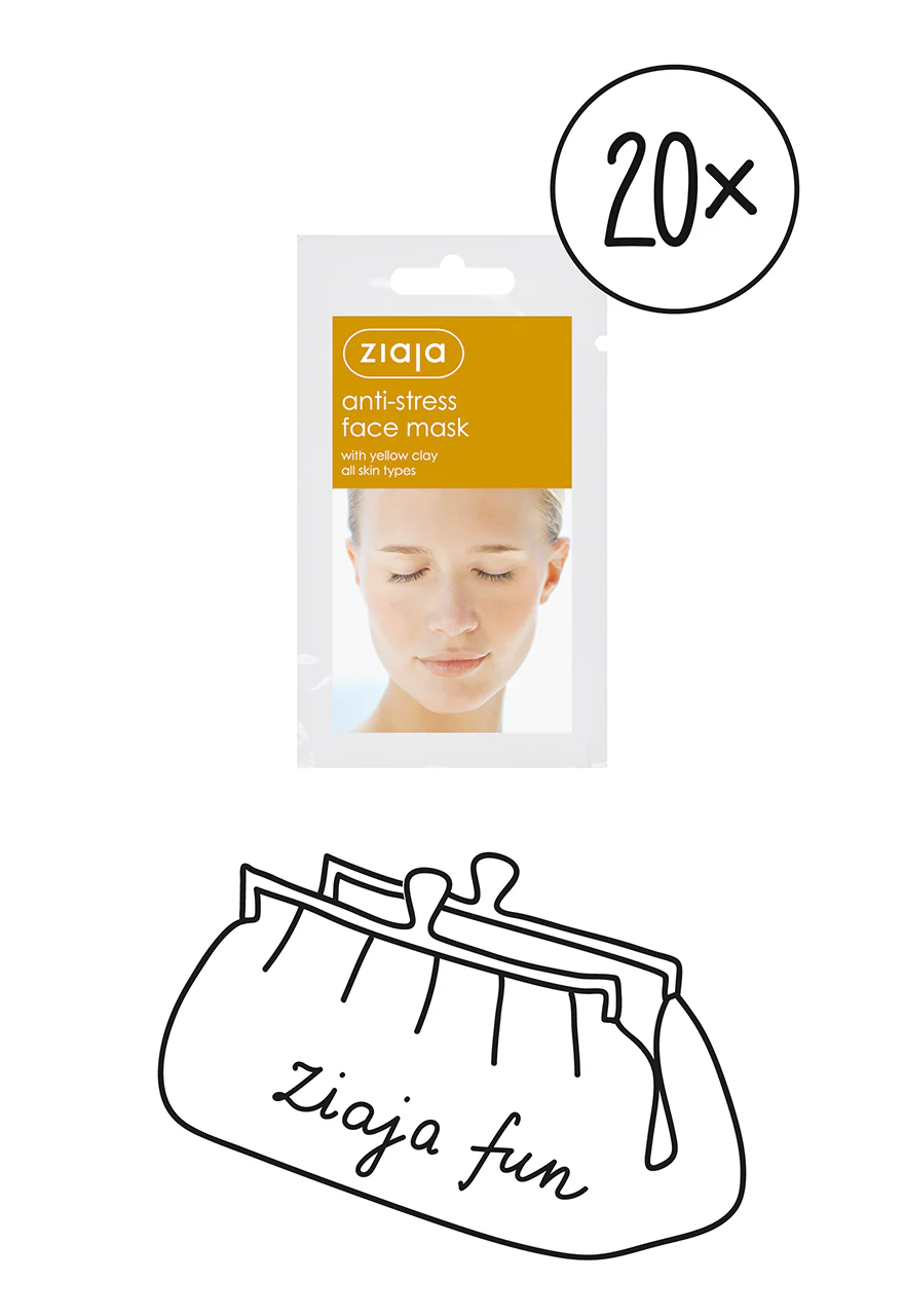 20 x Ziaja Anti-Stress Face Mask With Yellow Clay/Sachet 7ml