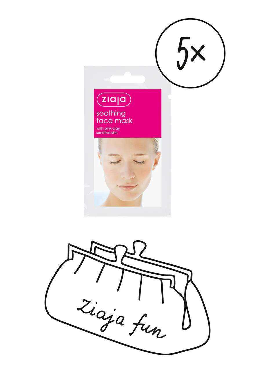 5 X Ziaja  Soothing Face Mask with Pink Clay/sachet 7ml
